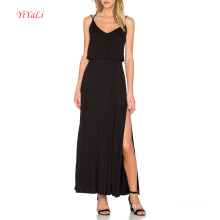 Maxi robe croisée noire croisée au dos